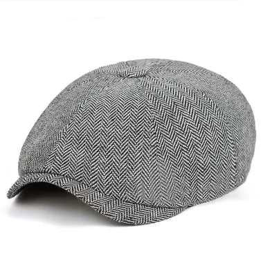 Men's British Vintage Herringbone Twill Beret