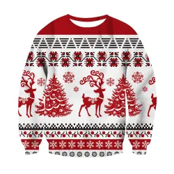 Unisex 3D Printed Elk Christmas Sweatshirt Jumper