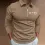 Men's Boss Polo Zip Shirt Stripe Long Sleeve Lapel T-Shirt Casual Fit Tops