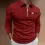 Men's Boss Polo Zip Shirt Stripe Long Sleeve Lapel T-Shirt Casual Fit Tops