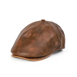 Retro PU Leather British Style Forward Hat