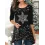 Women's Christmas Snowman Snowflake Print Irregular Hem Long Sleeve Top