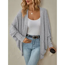 Women\'s Fashionable Bat Sleeve Cardigan Loose Knitted Jacket