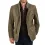 Men Vintage Stand Collar Suede Blazer Side Zip Fly Contrast Leather Webbing Medium Length Jacket Coats