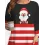 Women's Santa Stripe Print Pocket Loose Round Neck Long Sleeve T-Shirt