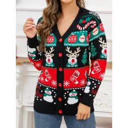 Women\'s Santa Claus Christmas Ugly Sweater Cardigan