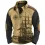 Men's Retro Nautical Sailing Compass Print Zipper Stand Collar Sweatshirt Christmas Holiday Tops Khaki Gray Black