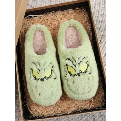 Unisex Grinch Non-slip Plush Home Cotton Slippers