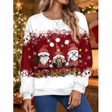 Women's Santa Claus Printed Casual Long-sleeved Christmas Sweatshirt