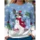 Women's Retro Snowman Print Neck Crew Sweatshirt Blue