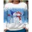 Women's Retro Snowman Print Neck Crew Sweatshirt Blue