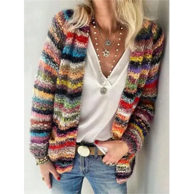 Women's Colorful Casual Woolen Cardigan