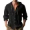 Men's Solid Color Cotton And Linen Hooded Button-down Long-sleeved Shirt