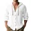 Men's Solid Color Cotton And Linen Hooded Button-down Long-sleeved Shirt