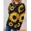 Women's Sunflower Jacquard Round Neck Long Sleeve Knitted Pullover Sweater