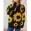 Women's Sunflower Jacquard Round Neck Long Sleeve Knitted Pullover Sweater