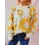 Women's Sunflower Jacquard Round Neck Long Sleeve Knitted Pullover Sweater