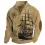 Men's Sweatshirt Vintage Nautical Sailing Compass Stand Collar Buttons Colorblock Daily Tops