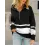 Women's Striped Contrast Zipper Lapel Casual Sweatshirt