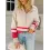 Women's Striped Contrast Zipper Lapel Casual Sweatshirt