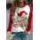 Women's Christmas Santa Claus Print Contrast Color Round Neck Sweatshirt