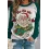 Women's Christmas Santa Claus Print Contrast Color Round Neck Sweatshirt