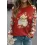 Women's Christmas Santa Claus Print Contrast Color Round Neck Sweatshirt