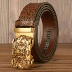 Men\'s Retro Crocodile Pattern Faucet Automatic Buckle Belt