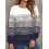 Women's Retro Striped Gradient Print Christmas Holiday Round Neck Casual Sweatshirt