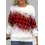 Women's Retro Plaid Gradient Print Christmas Vacation Round Neck Casual Sweater