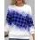 Women's Retro Plaid Gradient Print Christmas Vacation Round Neck Casual Sweater