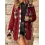 Women's Plaid Patchwork Fleece Pocket Buttoned Mid-length Lapel Jacket