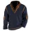 Men's Outdoor Fleece Sweatshirt Casual Zip Polo Sweatshirt Double Layer Stand Collar Long Sleeve Vintage Contrast Tacti