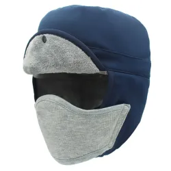 Winter Bomber Hat With Masks Windproof Hood Pilot Hats Warm Earflap Trapper Cap Adult Balaclava Waterproof Ski Caps