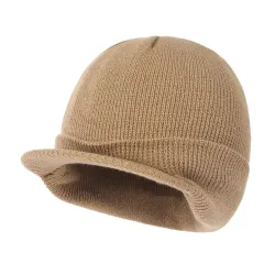 Men\'s Outdoor Woolen Knitted Hat Warm Peaked Cap