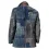 Patchwork Design Boro Print Men Vintage Fleece Blazer Double Layer Lapel Fur Leather Collar Medium Length Coats