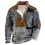 Boro Patchwork Print Designer Retro Men's Outdoor Casual 1/4 Henly Zip Fleece Sweatshirt Tand Collar Thick Top