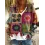 Women's Geometric Floral Color Print V-Neck Fleece Knitted Cardigan