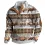 Men's Retro Color Block Half Open Collar Ethnic Moose Print Sweatshirt