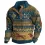 Men's Retro Colorblock Half-open Collar Ethnic Print Sweatshirt