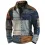 Mens Zip Stand Collar Sweatshirt Patchwork 3D Color Block Festival Print Sports Casual Outdoor Vacation Pullover