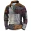 Mens Zip Stand Collar Sweatshirt Patchwork 3D Color Block Festival Print Sports Casual Outdoor Vacation Pullover