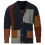 Men's Cardigan Patchwork Stripe Sweater Slim Fit Cable Knitted Button Up Heavyweight Knitwear Jackets