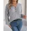 Women's Retro Jacquard Knitted Button V-Neck Balloon Sleeve Sweater