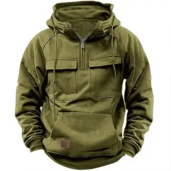 Men\'s Hoodie Quarter Zip Hoodie Tactical Sports & Outdoor Daily Casual Spring & Fall Clothing ArmyGreen Navy Blue Gray