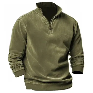 Men's 1/4 Zip Corduroy Sweatshirts Sports & Outdoor Daily Holiday Casual Spring & Fall Clothing Sweatshirts