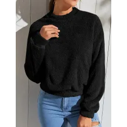 Women\'s Loose Fleece Turtleneck Sweatshirt