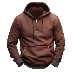 Men\'s Hoodie Quarter Zip Pocket Sports & Outdoor Daily Holiday Streetwear Casual Spring & Fall Clothing