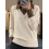 Women's Casual Shirt Polo Collar Patchwork Sweater