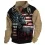 Men's Sweatshirt Hunting Deer USA Flag Buttons Stand Collar Daily Tops